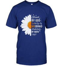 Load image into Gallery viewer, Blessed by god spoiled by husband protected by both daisy Black T Shirt