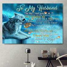Load image into Gallery viewer, couple wolves wife to husband you complete me i love you poster canvas