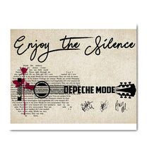Load image into Gallery viewer, Depeche Mode enjoy the silence lyric guitar typography signed canvas