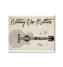 Load image into Gallery viewer, Metallica Nothing else matter lyric guitar typography signed canvas