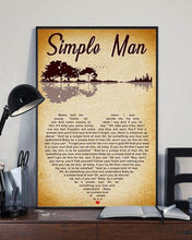 Load image into Gallery viewer, lynyrd skynyrd simple man lyric heart typography guitar jungle poster canvas