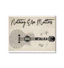 Load image into Gallery viewer, Metallica Nothing else matter lyric guitar typography signed canvas