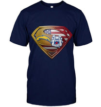 Load image into Gallery viewer, Los Angeles Chargers and Fresno State Bulldogs superman american flag layer shirt