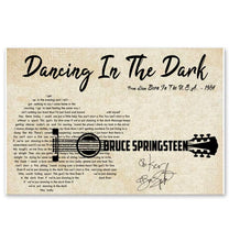 Load image into Gallery viewer, Bruce Springsteen dancing in the dark lyric guitar typography signed poster