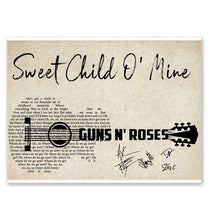 Load image into Gallery viewer, Guns n Roses Sweet child o' mine lyric guitar typography poster