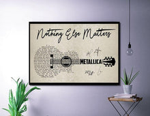 Load image into Gallery viewer, nothing else matters metallica lyrics typography guitar poster canvas