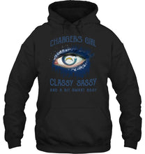 Load image into Gallery viewer, Los Angeles Chargers girl classy sasy and a bit smart asy glitter pattern eye t shirt