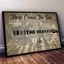 Load image into Gallery viewer, the beatles here come the sun lyric guitar typography abbey road signed poster canvas