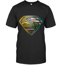 Load image into Gallery viewer, Los Angeles Chargers and Oakland Athletics superman american flag layer shirt
