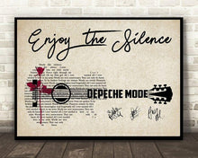 Load image into Gallery viewer, depeche mode enjoy the silence lyric guitar typography signed poster canvas