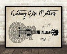 Load image into Gallery viewer, metallica nothing else matter lyric guitar typography signed poster canvas