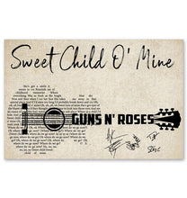 Load image into Gallery viewer, Guns n Roses Sweet child o' mine lyric guitar typography poster