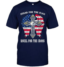 Load image into Gallery viewer, Stand for flag kneel for cross Los Angeles Chargers jesus cross american flag wings shirt