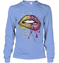 Load image into Gallery viewer, Los Angeles Chargers and Los Angeles Angels glitter pattern sexy lips t shirt