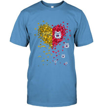 Load image into Gallery viewer, Los Angeles Chargers and Fresno State Bulldogs tiny hearts shaped fan shirt