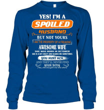 Load image into Gallery viewer, Spoiled husband but not your property of awesome wife born in October T Shirt