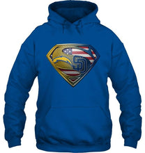 Load image into Gallery viewer, Los Angeles Chargers and San Diego Padres superman american flag layer shirt