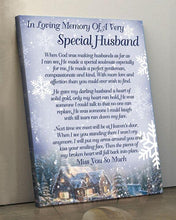 Load image into Gallery viewer, in loving memory of a very special husband miss you so much christmas poster canvas