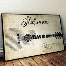 Load image into Gallery viewer, david bowie starman lyric guitar typography signed poster canvas