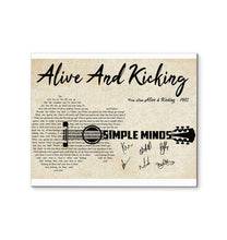 Load image into Gallery viewer, Simple Minds Alive and kicking lyrics guitar typography signed canvas