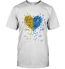 Load image into Gallery viewer, Los Angeles Chargers and Los Angeles Dodgers tiny hearts shaped fan shirt