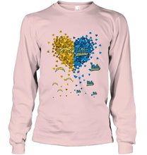 Load image into Gallery viewer, Los Angeles Chargers and UCLA Bruins tiny hearts shaped fan shirt