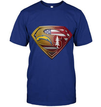Load image into Gallery viewer, Los Angeles Chargers and Stanford Cardinal superman american flag layer shirt