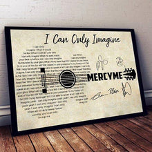 Load image into Gallery viewer, mercyme i can only imagine lyric guitar typography signed poster canvas