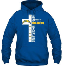 Load image into Gallery viewer, All I need today is a little bit of Los Angeles Chargers &amp; a whole lot of jesus shirt
