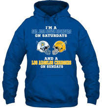 Load image into Gallery viewer, I'm San Jose State Spartans on saturdays and Los Angeles Chargers on sundays shirt