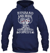 Load image into Gallery viewer, Husband and wife riding partners for life skeleton Black T Shirt