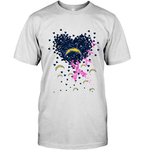 Load image into Gallery viewer, Los Angeles Chargers tiny heart love shaped br east cancer shirt