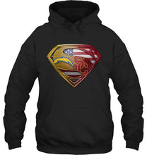 Load image into Gallery viewer, Los Angeles Chargers and USC Trojans superman american flag layer shirt