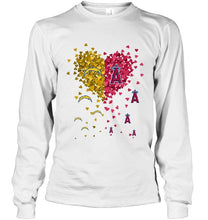 Load image into Gallery viewer, Los Angeles Chargers and Los Angeles Angels tiny hearts shaped fan shirt