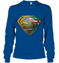 Load image into Gallery viewer, Los Angeles Chargers and Oakland Athletics superman american flag layer shirt