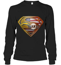 Load image into Gallery viewer, Los Angeles Chargers and San Francisco Giants superman american flag layer shirt