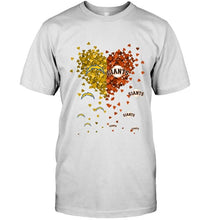 Load image into Gallery viewer, Los Angeles Chargers and San Francisco Giants tiny hearts shaped fan shirt