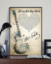 Load image into Gallery viewer, always on my mind lyric heart typography signed guitar art poster canvas