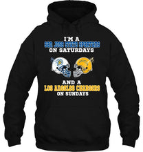 Load image into Gallery viewer, I'm San Jose State Spartans on saturdays and Los Angeles Chargers on sundays shirt