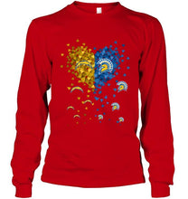 Load image into Gallery viewer, Los Angeles Chargers and San Jose State Spartans tiny hearts shaped fan shirt