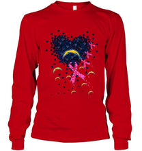 Load image into Gallery viewer, Los Angeles Chargers tiny heart love shaped br east cancer shirt