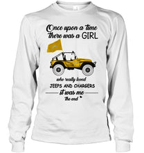 Load image into Gallery viewer, Once upon a time a girl really loved jeeps and Los Angeles Chargers it was me shirt