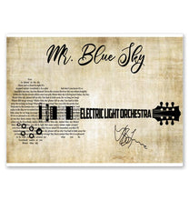 Load image into Gallery viewer, Mr Blue Sky guitar typography Electric Light Orchestra poster