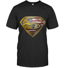 Load image into Gallery viewer, Los Angeles Chargers and Anaheim Ducks superman american flag layer shirt