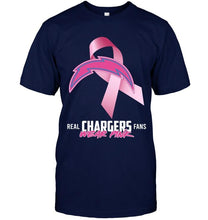 Load image into Gallery viewer, Los Angeles Chargers real fans wear pink br east cancer support shirt
