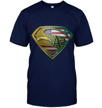 Load image into Gallery viewer, Los Angeles Chargers and Oakland Athletics superman american flag layer shirt
