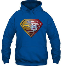 Load image into Gallery viewer, Los Angeles Chargers and Fresno State Bulldogs superman american flag layer shirt