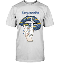 Load image into Gallery viewer, Los Angeles Chargers haters shut the f ck up shhh lips shirt