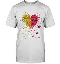 Load image into Gallery viewer, Los Angeles Chargers and San Diego State Aztecs tiny hearts shaped fan shirt