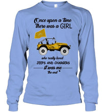 Load image into Gallery viewer, Once upon a time a girl really loved jeeps and Los Angeles Chargers it was me shirt